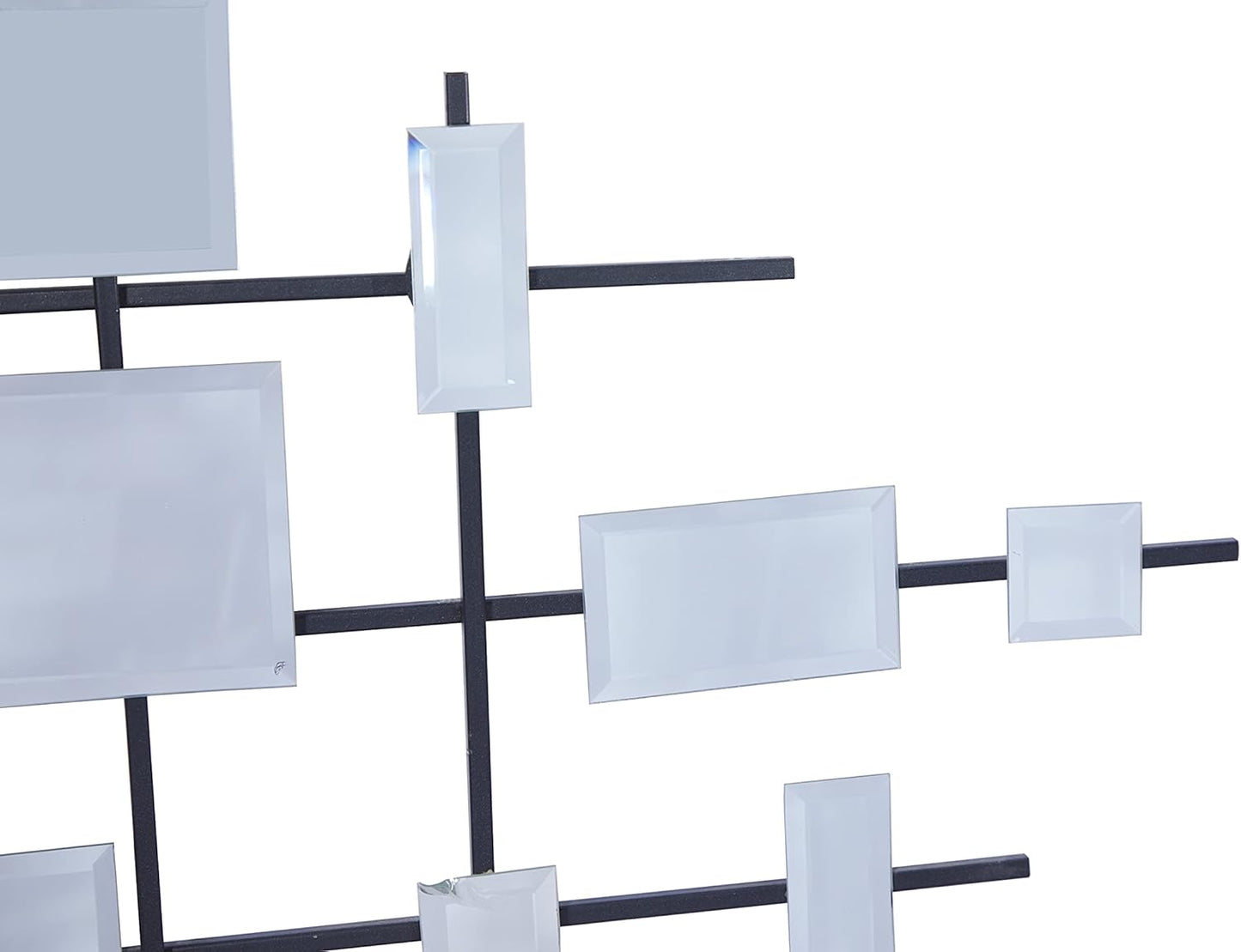 Deco 79 Metal Geometric Home Wall Decor Wall Sculpture with Square Mirrored Accents, Wall Art 28" x 1" x 44", Black