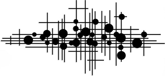 Rajukit Modern Geometric Abstract Metal Wall Art – Black Wall Decor – Large Metal Wall Sculpture for Living Room, Versatile Home Decor(33.9”*15.7”)