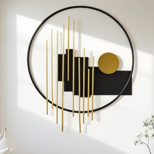 HYVAKUPPA 3D Large Metal Wall Decor Modern Aesthetic Wall Sculptures 19.7''x23.2'' Luxury Geometric Circular Decor Wall Art Artwork for Bedroom Dining Living Room Wall Decorations