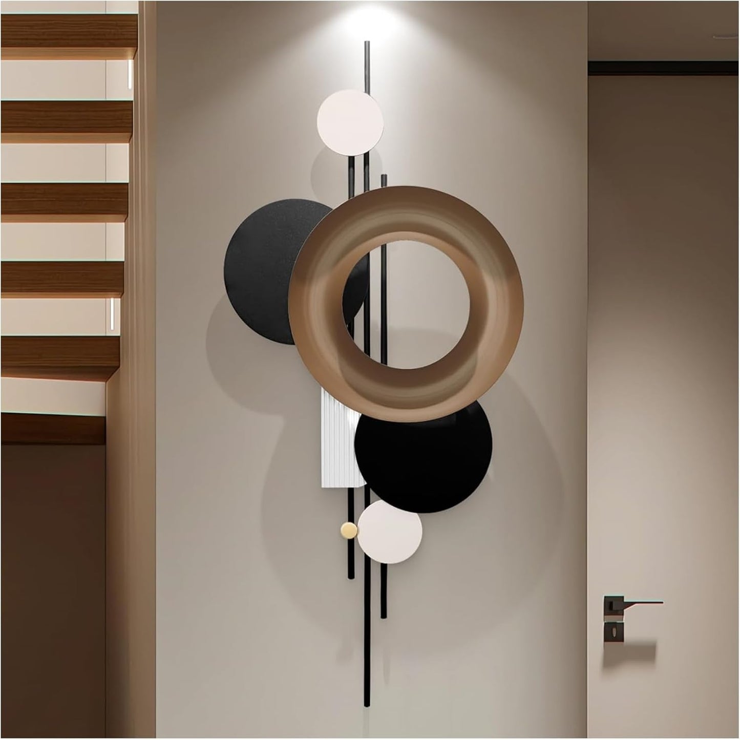 HEBOIX Modern Geometric Large Metal Wall Art 3D Wall Sculptures Handmade Wall Hanging Wall Decoration for Living Room/Dinning Room/Bedroom/Entryway/Kitchen/Office