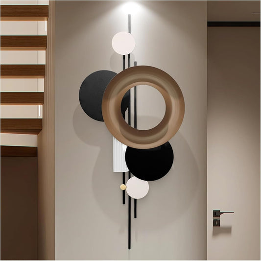 HEBOIX Modern Geometric Large Metal Wall Art 3D Wall Sculptures Handmade Wall Hanging Wall Decoration for Living Room/Dinning Room/Bedroom/Entryway/Kitchen/Office