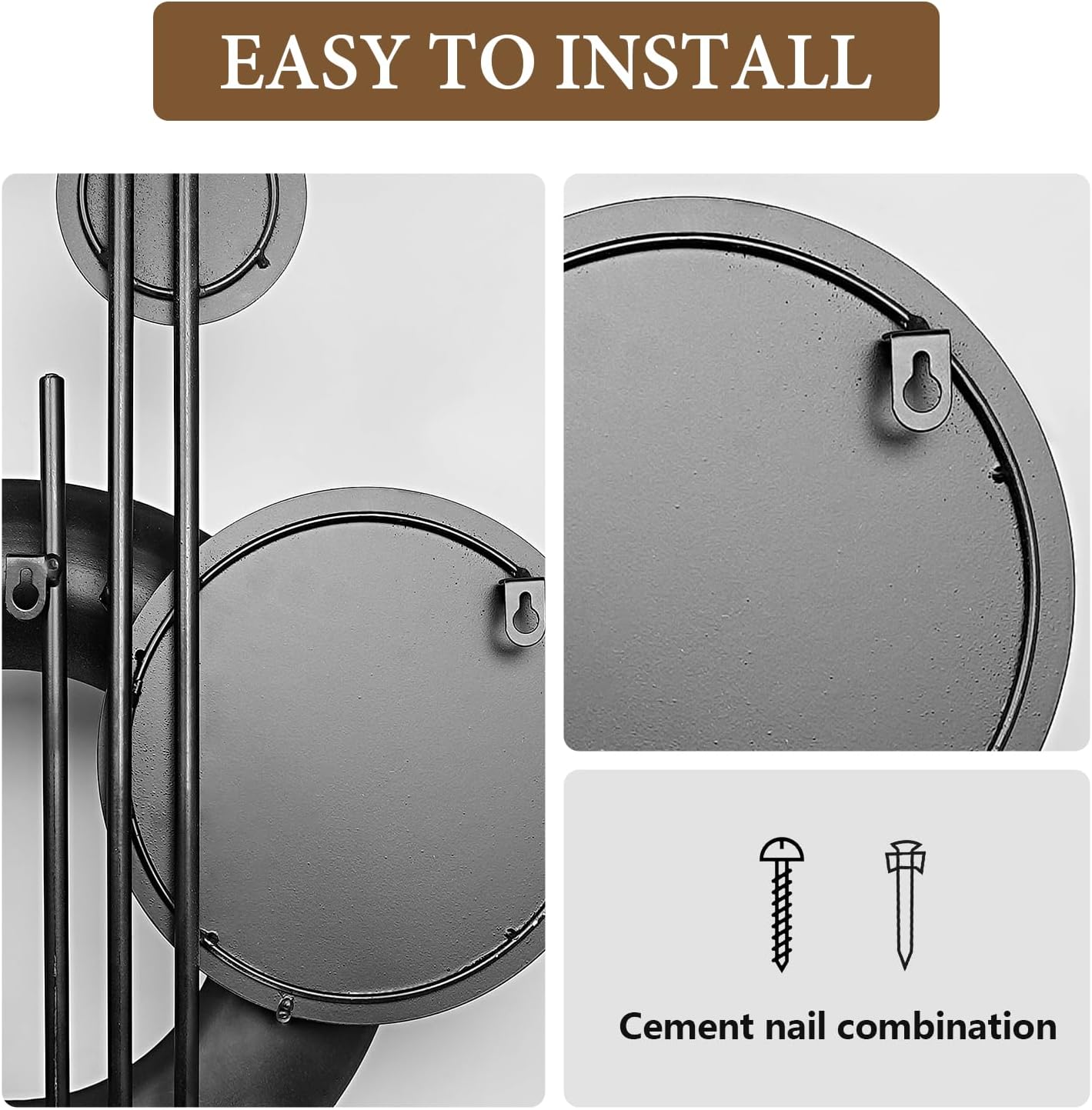 HEBOIX Modern Geometric Large Metal Wall Art 3D Wall Sculptures Handmade Wall Hanging Wall Decoration for Living Room/Dinning Room/Bedroom/Entryway/Kitchen/Office