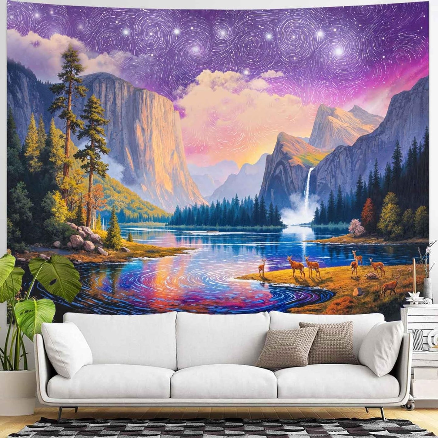 Yeoiat Nature Forest Tapestry Trees Wall Tapestry Landscape Tapestries for Bedroom Living Room 3D Print Wall Art Tapestries Nature Forest 70×90 Inches