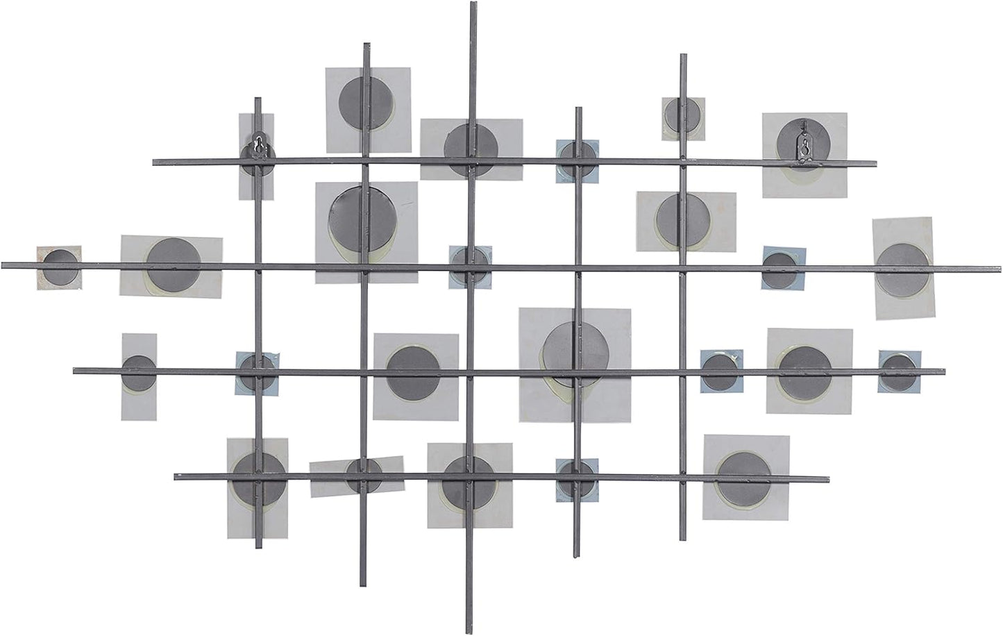 Deco 79 Metal Geometric Home Wall Decor Wall Sculpture with Square Mirrored Accents, Wall Art 28" x 1" x 44", Black