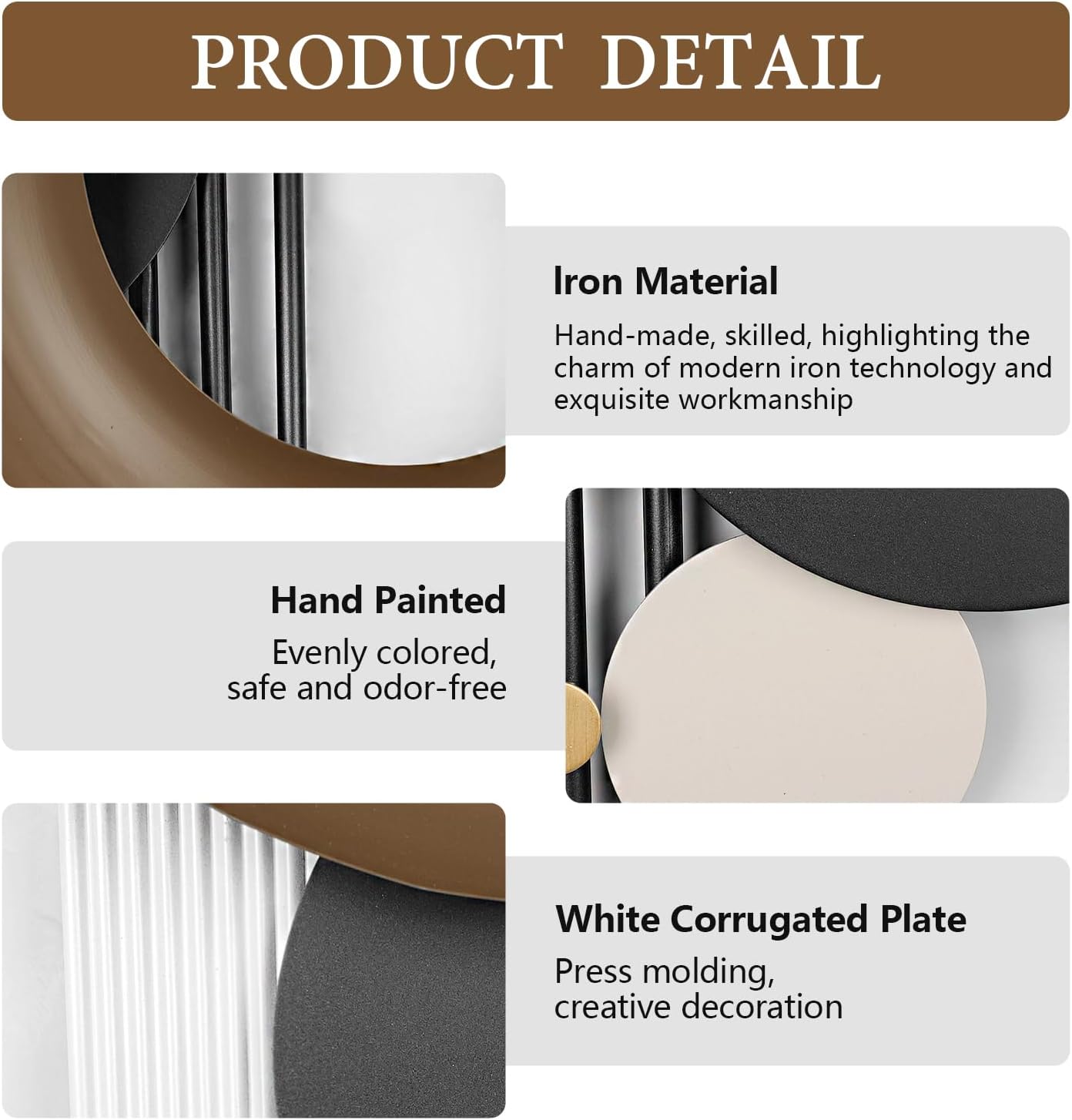 HEBOIX Modern Geometric Large Metal Wall Art 3D Wall Sculptures Handmade Wall Hanging Wall Decoration for Living Room/Dinning Room/Bedroom/Entryway/Kitchen/Office