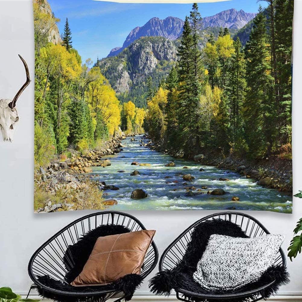YISURE Extra Large Huge Tapestry 120(W) x 90(L) Inch, Nature Mountain Forest Tapestry, Scenic Green Pine Tree Waterfall Landscape Wall Hanging Tapestries for Home Office Dorm Indoor and Outdoor