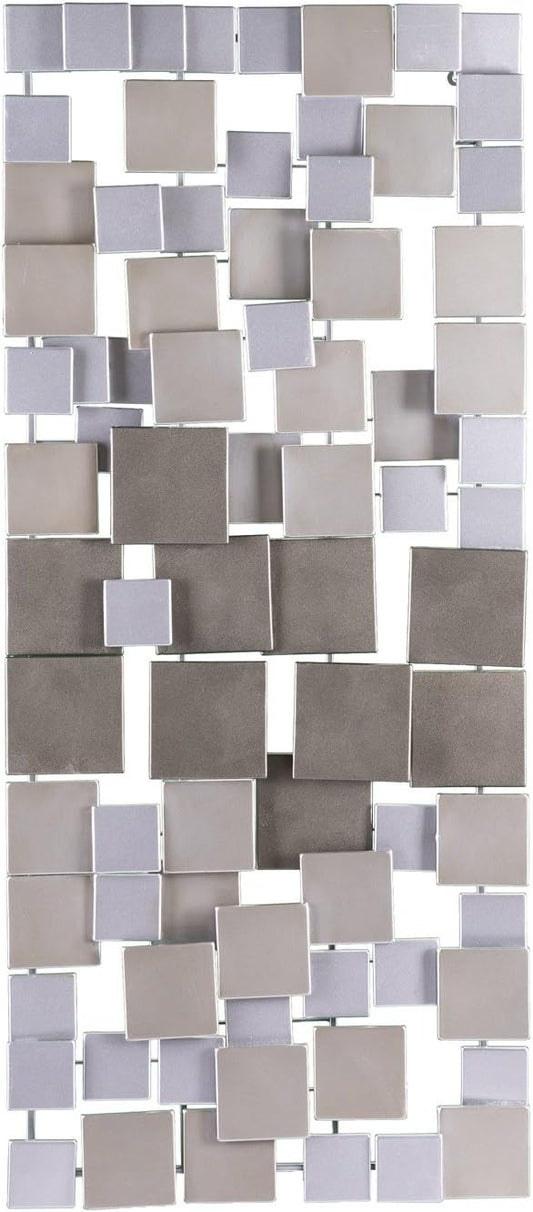 SEI Furniture Wavson Wall Sculpture, Geometric 3D Design, Unique Mounting Wall Art, Silver, 47.00" x 2.25"