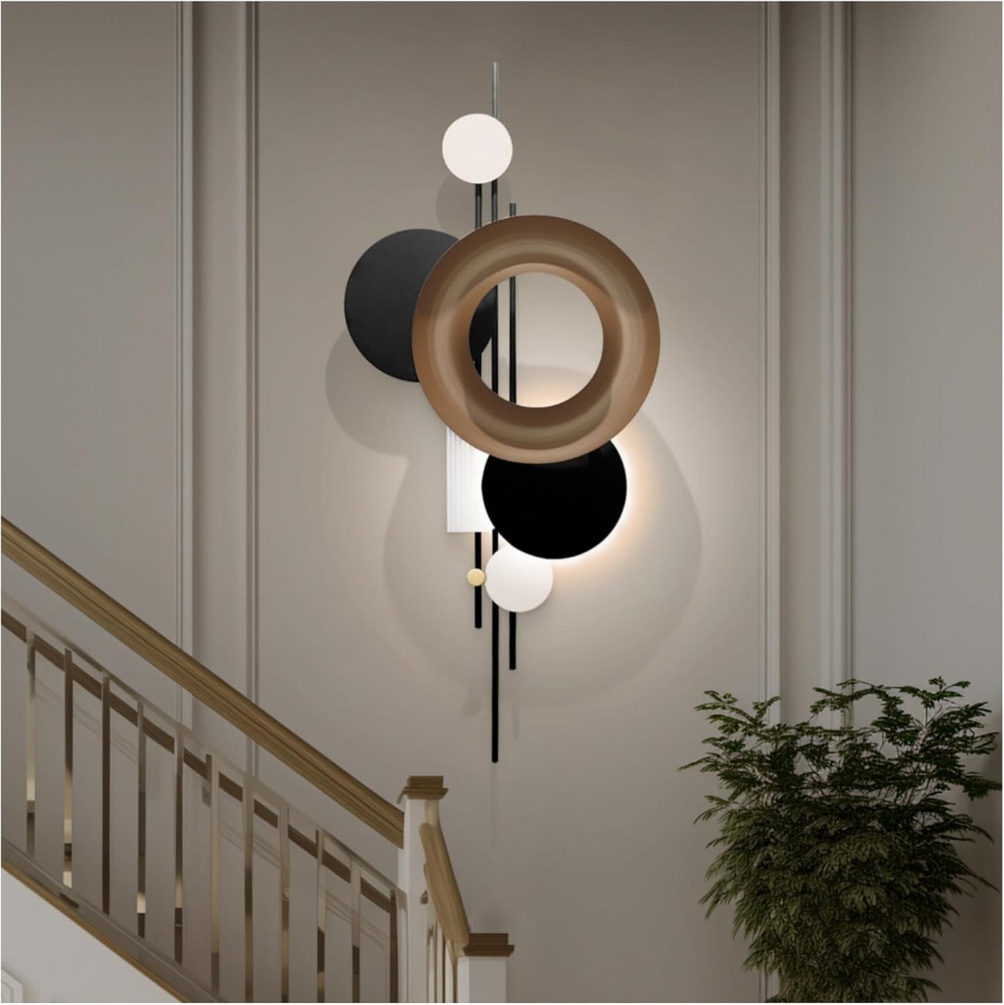 HEBOIX Modern Geometric Large Metal Wall Art 3D Wall Sculptures Handmade Wall Hanging Wall Decoration for Living Room/Dinning Room/Bedroom/Entryway/Kitchen/Office