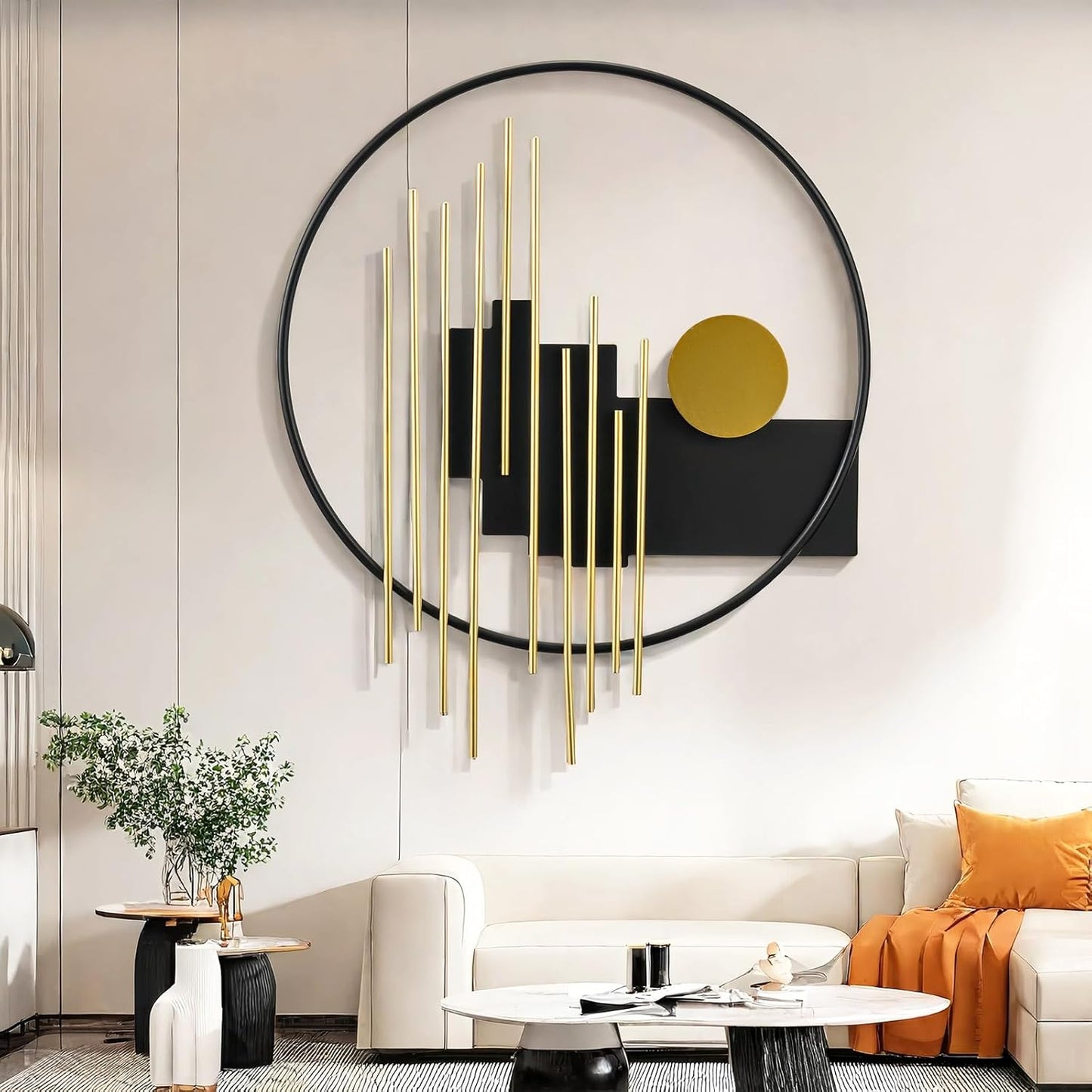 HYVAKUPPA 3D Large Metal Wall Decor Modern Aesthetic Wall Sculptures 19.7''x23.2'' Luxury Geometric Circular Decor Wall Art Artwork for Bedroom Dining Living Room Wall Decorations