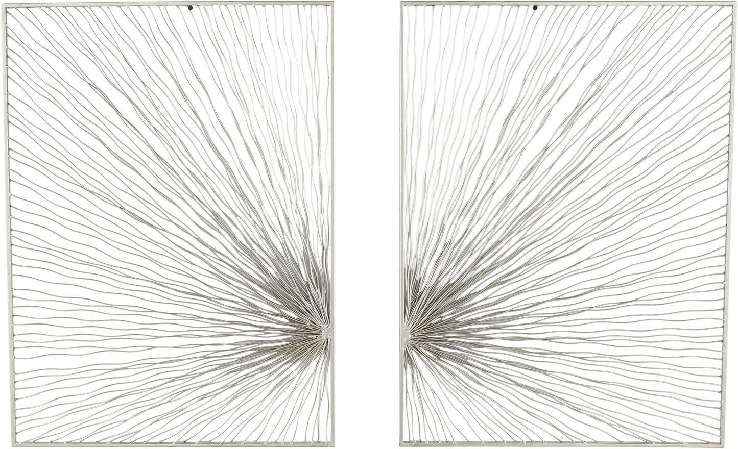 Deco 79 Metal Geometric Home Wall Decor Wall Sculpture with Square Mirrored Accents, Wall Art 28" x 1" x 44", Black