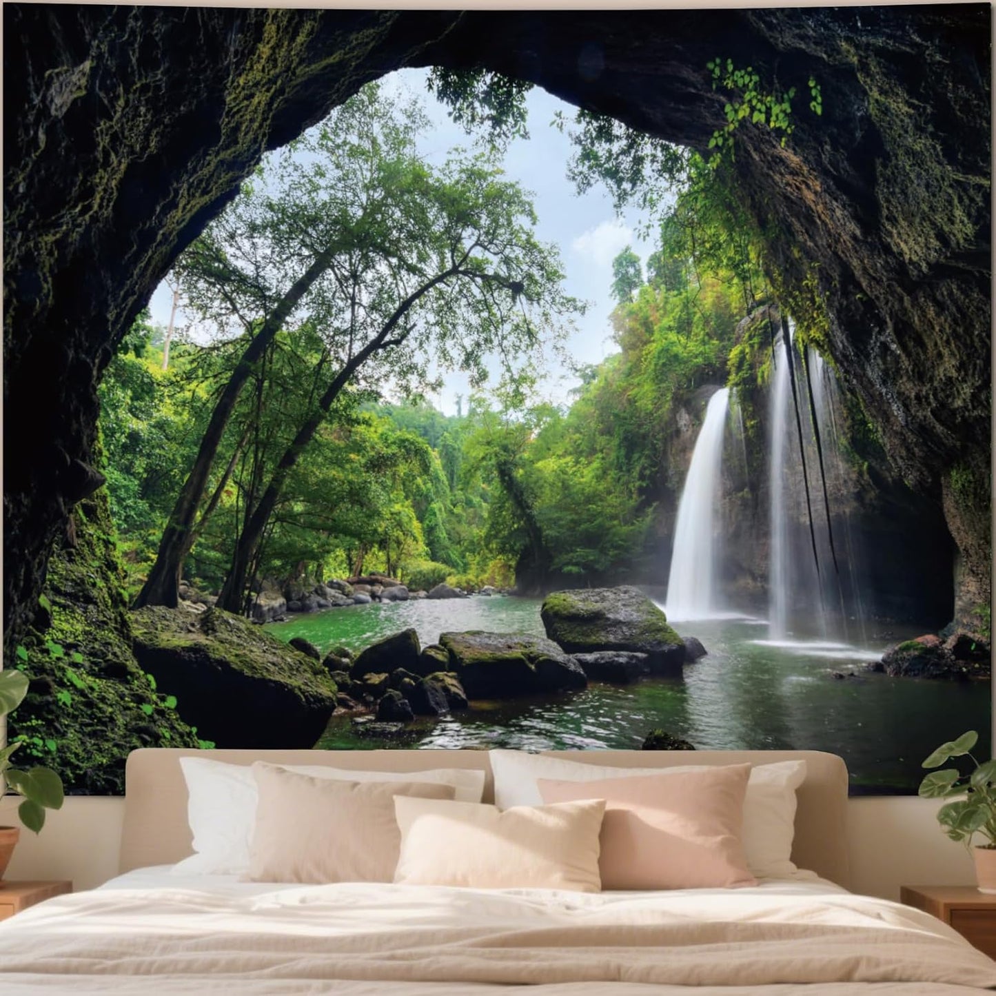 Extra Large Green Nature Tapestry for Bedroom Aesthetic, Big Hippie Ceiling Tree of Life Decor Tapestries Wall Hanging, Oversized Boho Bohemian Mandala Art Backdrop for Dorm Living Room (71"X90")