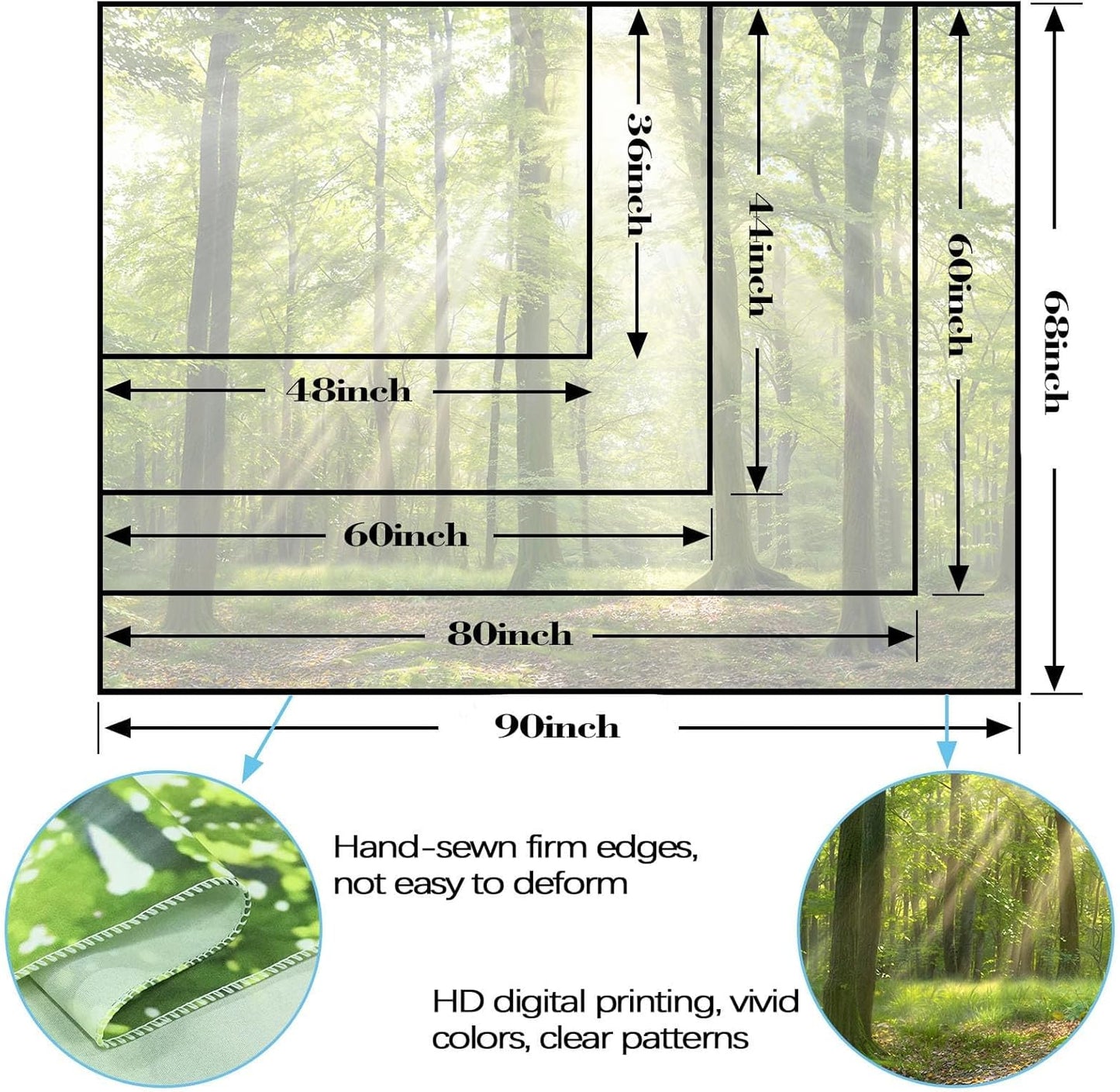 Lunerfex Tyndall Effect Forest Nature Tapestry, Sunlight Streaming Through Trees Wall Hanging for Bedroom and Living Room Decor, 7090 Inches