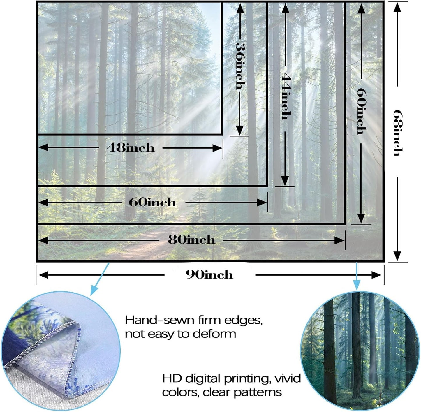 Yeoiat Nature Forest Tapestry Trees Wall Tapestry Landscape Tapestries for Bedroom Living Room 3D Print Wall Art Tapestries Nature Forest 70×90 Inches