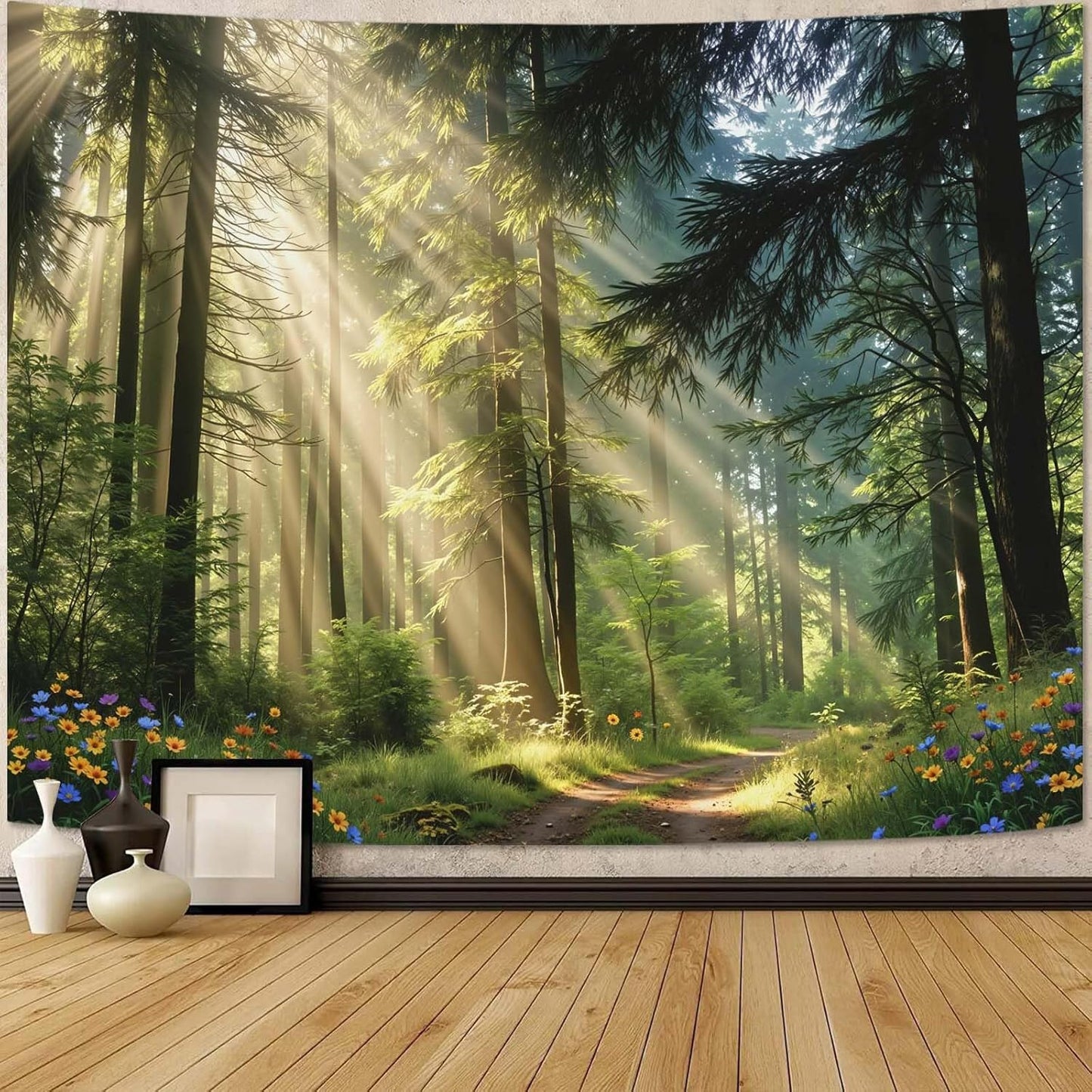 Yeoiat Nature Forest Tapestry Trees Wall Tapestry Landscape Tapestries for Bedroom Living Room 3D Print Wall Art Tapestries Nature Forest 70×90 Inches