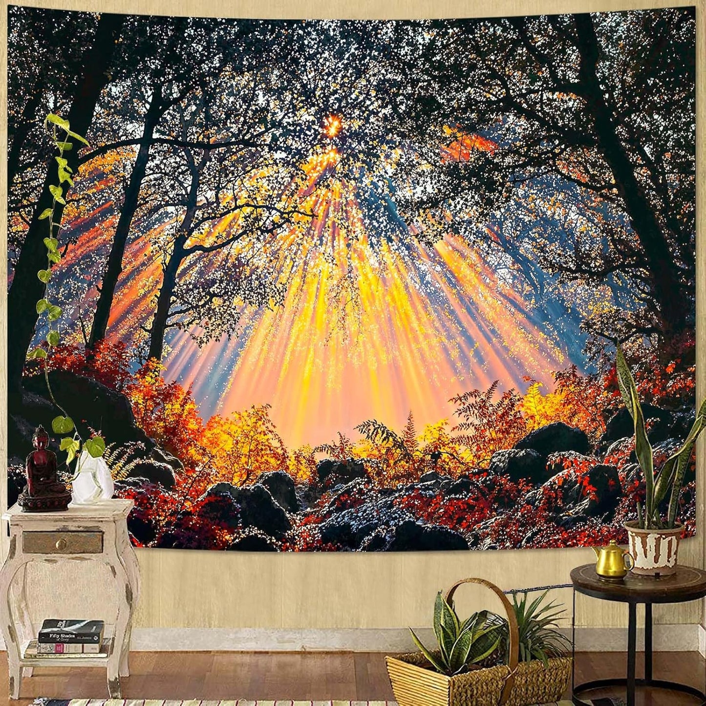 Yeoiat Nature Forest Tapestry Trees Wall Tapestry Landscape Tapestries for Bedroom Living Room 3D Print Wall Art Tapestries Nature Forest 70×90 Inches